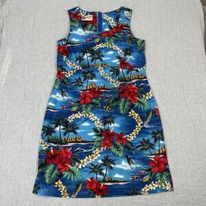Vintage Hilo Hattie Tropical Hawaiian Print‎ Sleeveless Shift Dress Sz 10